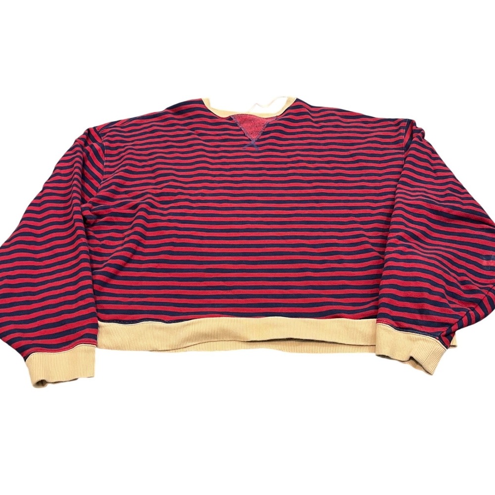 We The Free Sweatshirt Womens Small Red Blue Striped Oversized Pullover Sweater